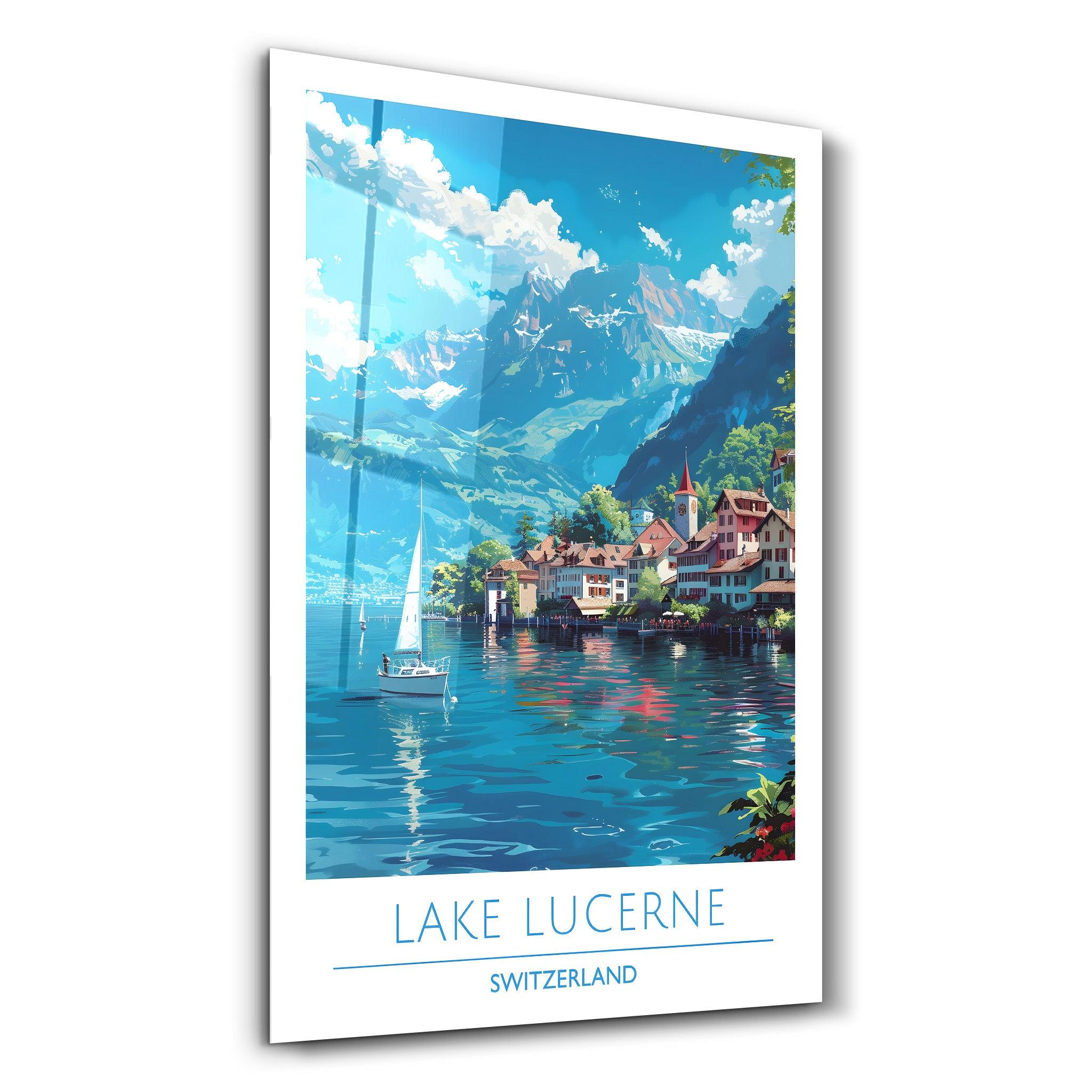 Lake Lucerne Switzerland-Travel Posters | Glass Wall Art - Artdesigna