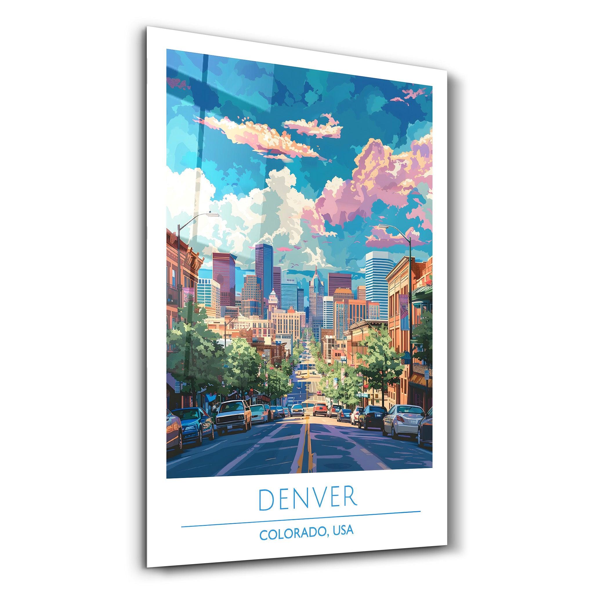 Denver-Colorado USA-Travel Posters | Glass Wall Art - Artdesigna