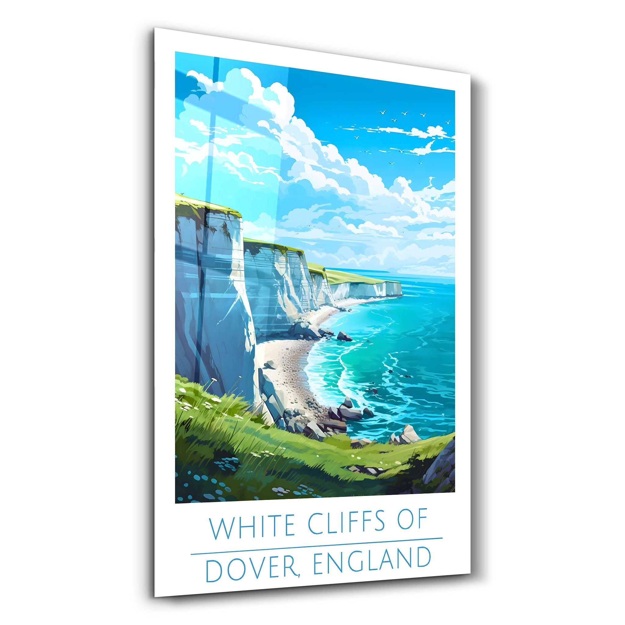 White Cliffs of Dover England-Travel Posters | Glass Wall Art - Artdesigna