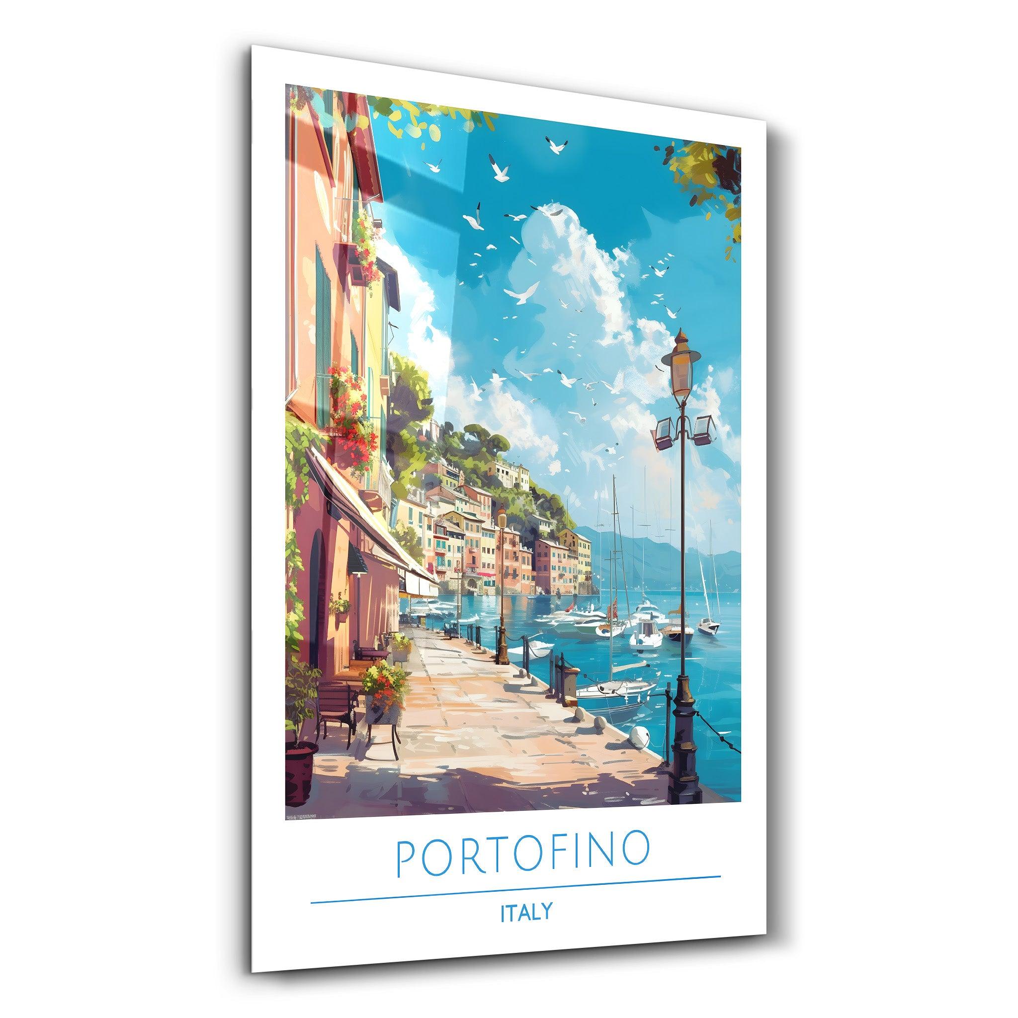 Portofino Italy-Travel Posters | Glass Wall Art - Artdesigna