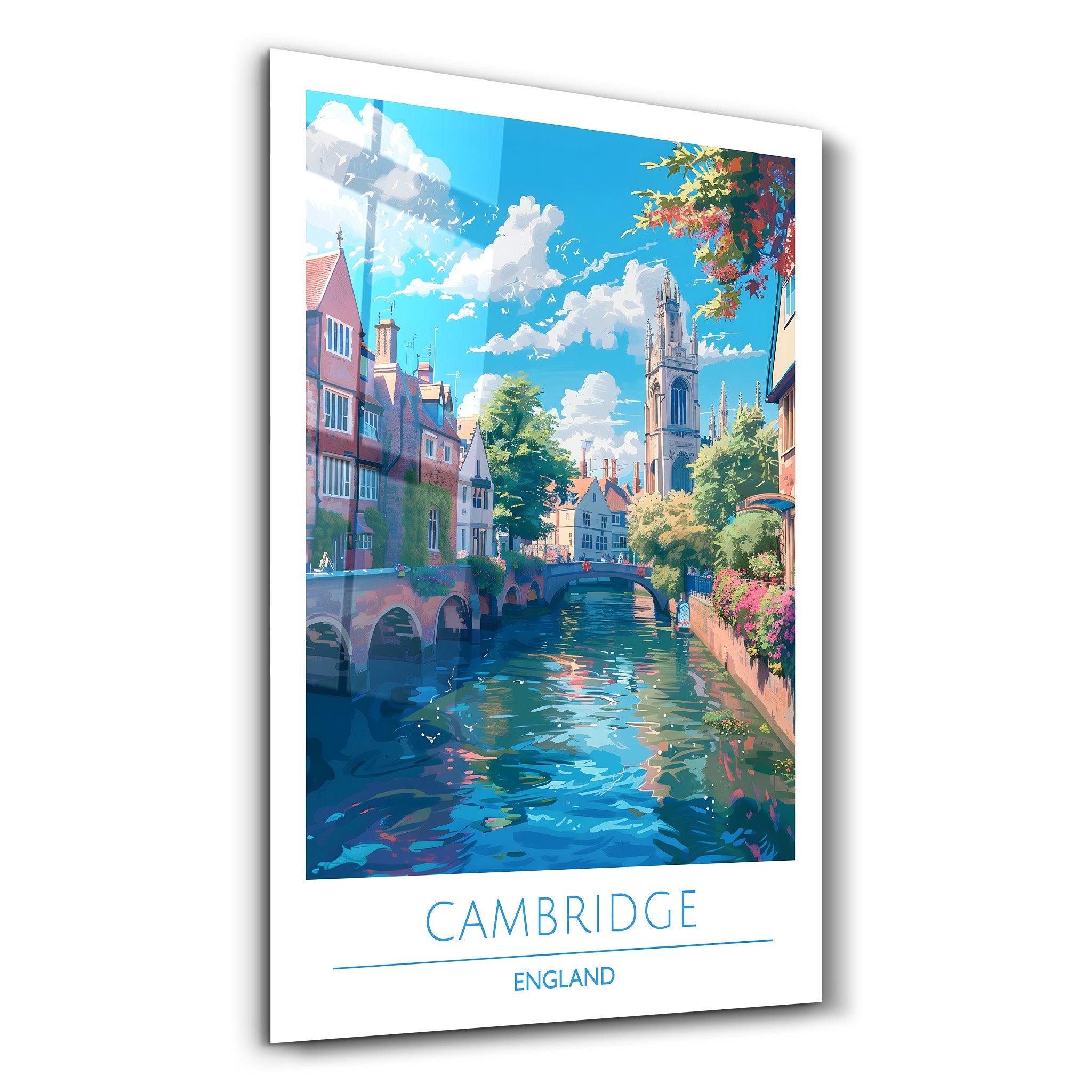 Cambridge England-Travel Posters | Glass Wall Art - Artdesigna