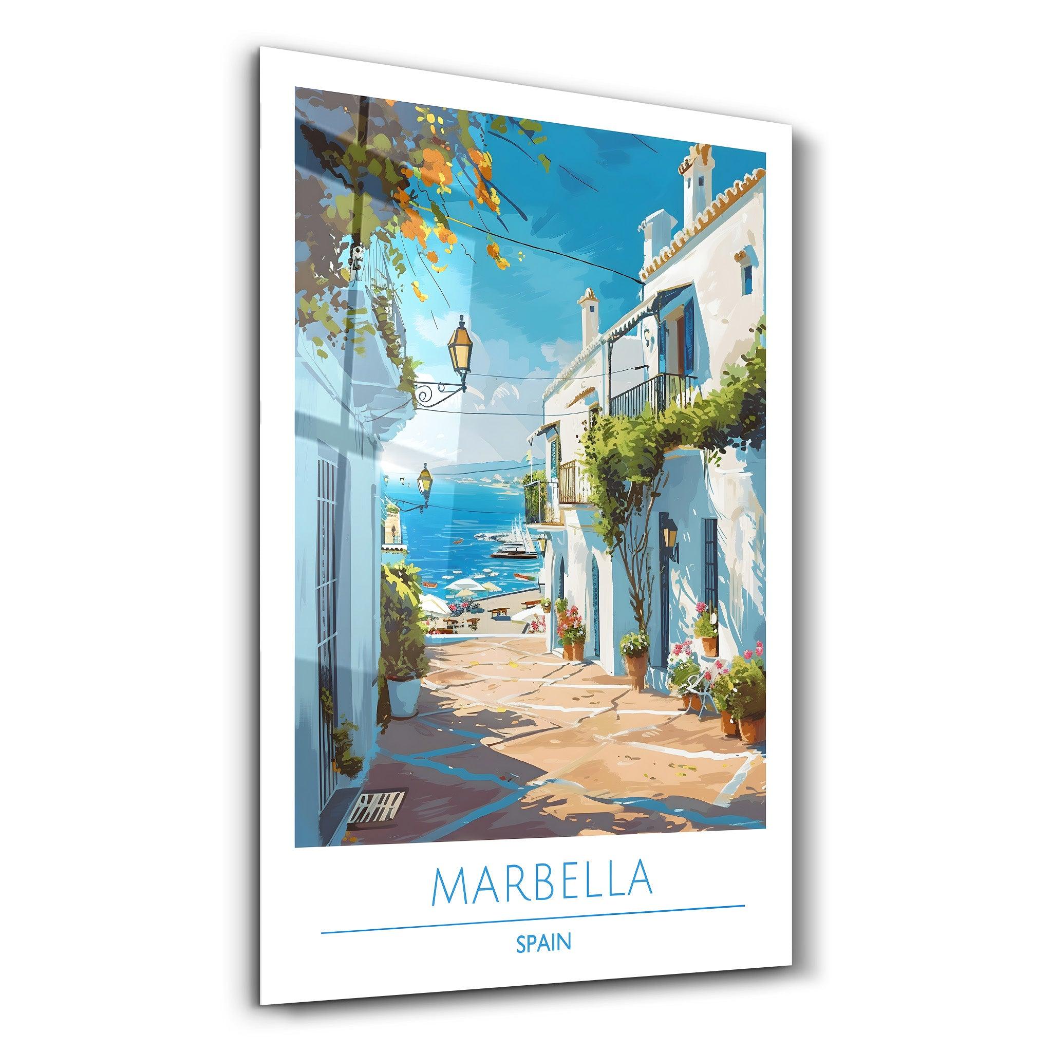 Marbella Spain-Travel Posters | Glass Wall Art - Artdesigna