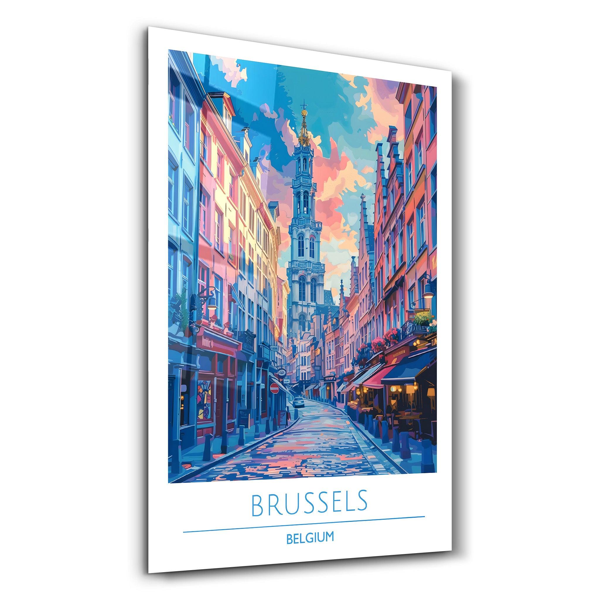 Brussels Belgium 2-Travel Posters | Glass Wall Art - Artdesigna