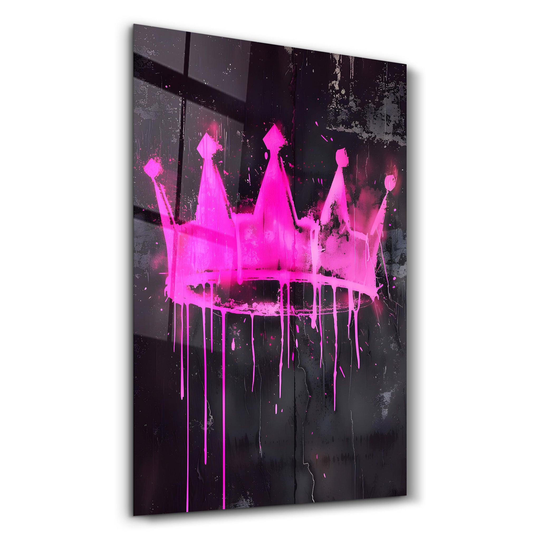 Pink Crown - Glass Wall Art - Artdesigna