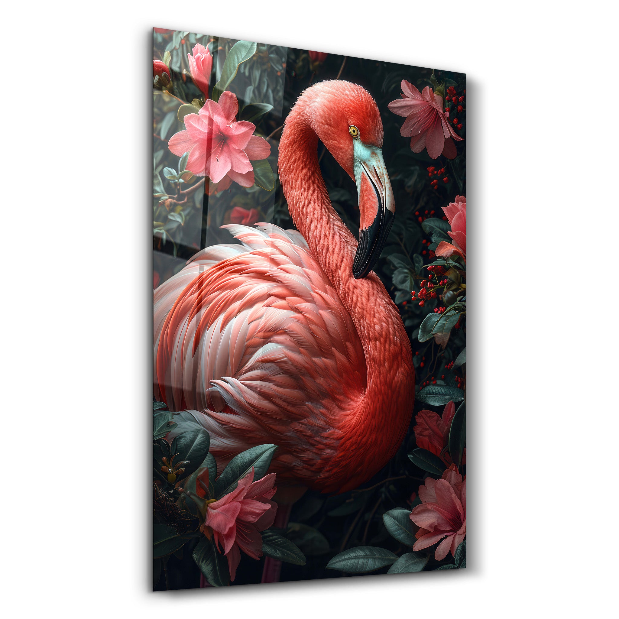 Beautiful Flamingo - Glass Wall Art - Artdesigna