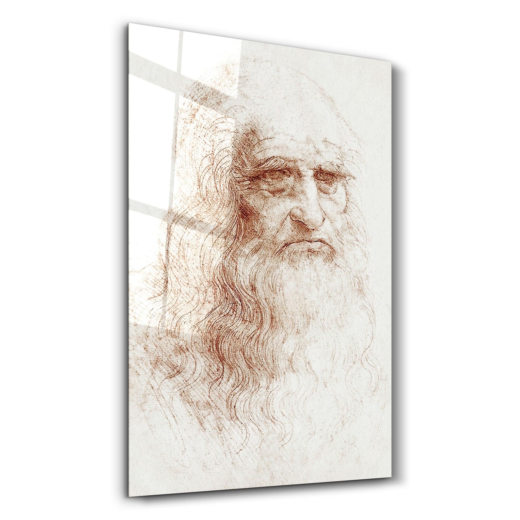 Leonardo da Vinci's Self-portrait (1512) | Glass Wall Art - Artdesigna