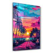 MiaMi Sunset | Designers Collection Glass Wall Art - Artdesigna