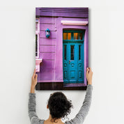 Blue Door | Glass Wall Art - Artdesigna