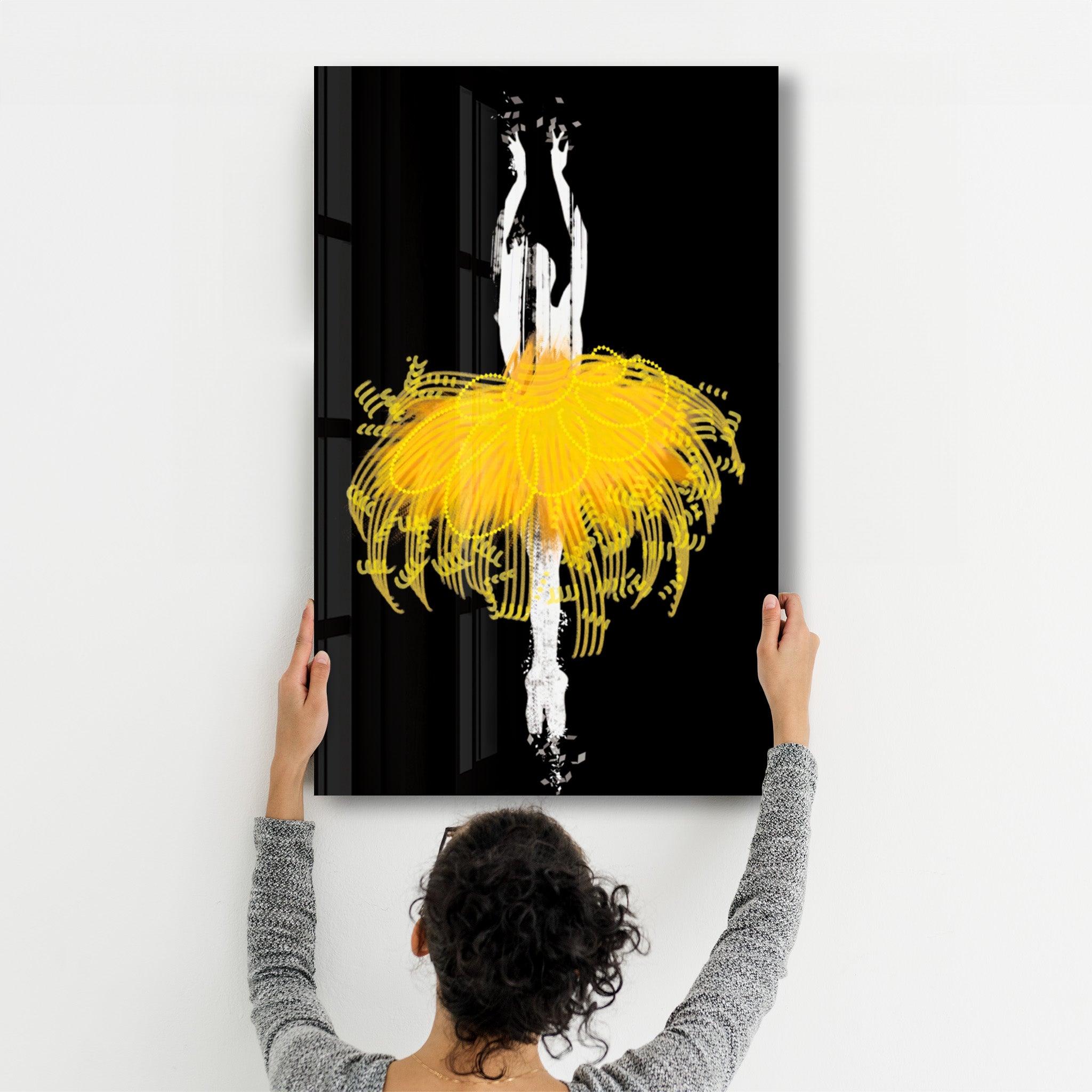 Ballerina' Glow | Glass Wall Art - Artdesigna