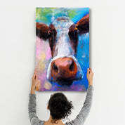 Cow Smiling | Glass Wall Art - Artdesigna