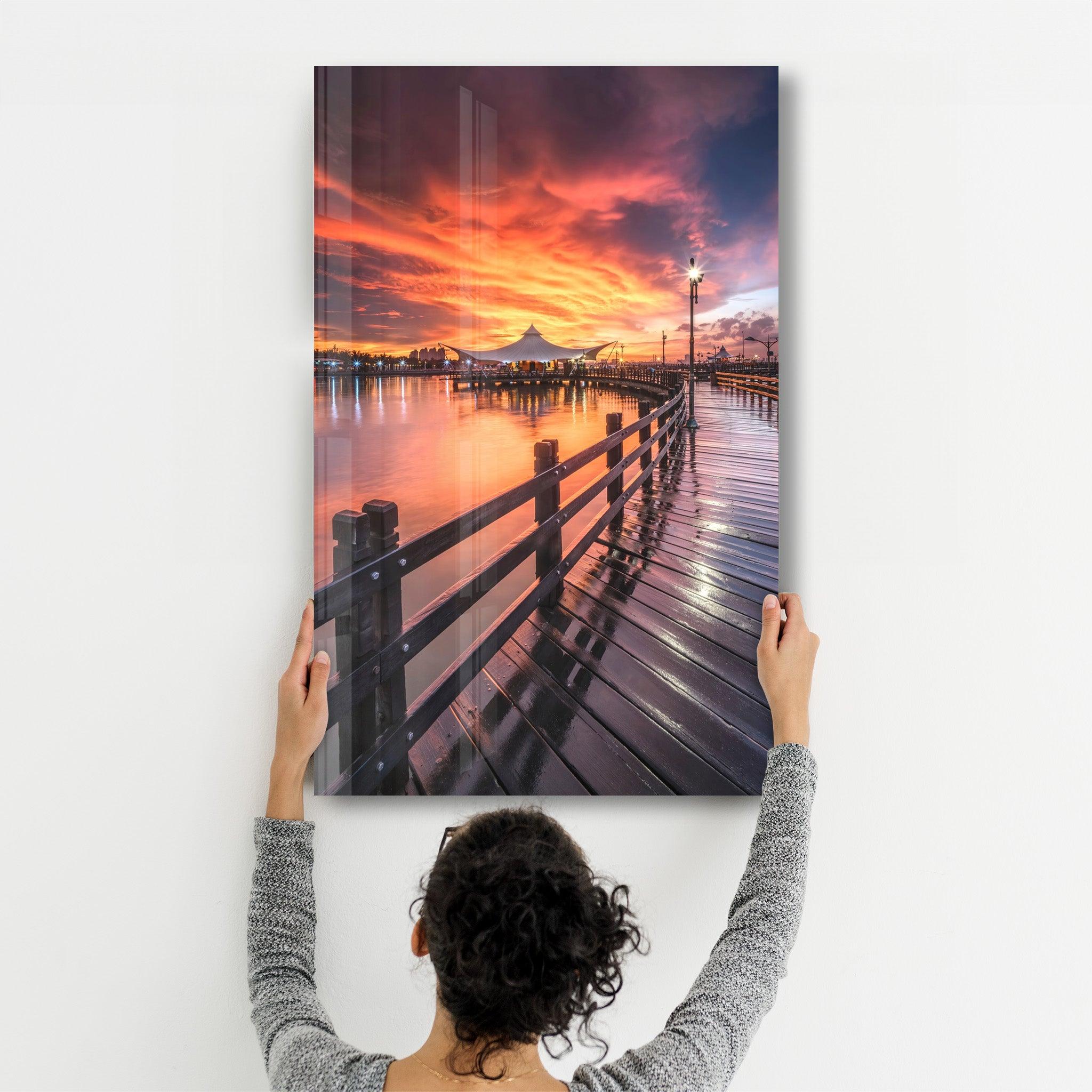 Black Pier | Glass Wall Art - Artdesigna