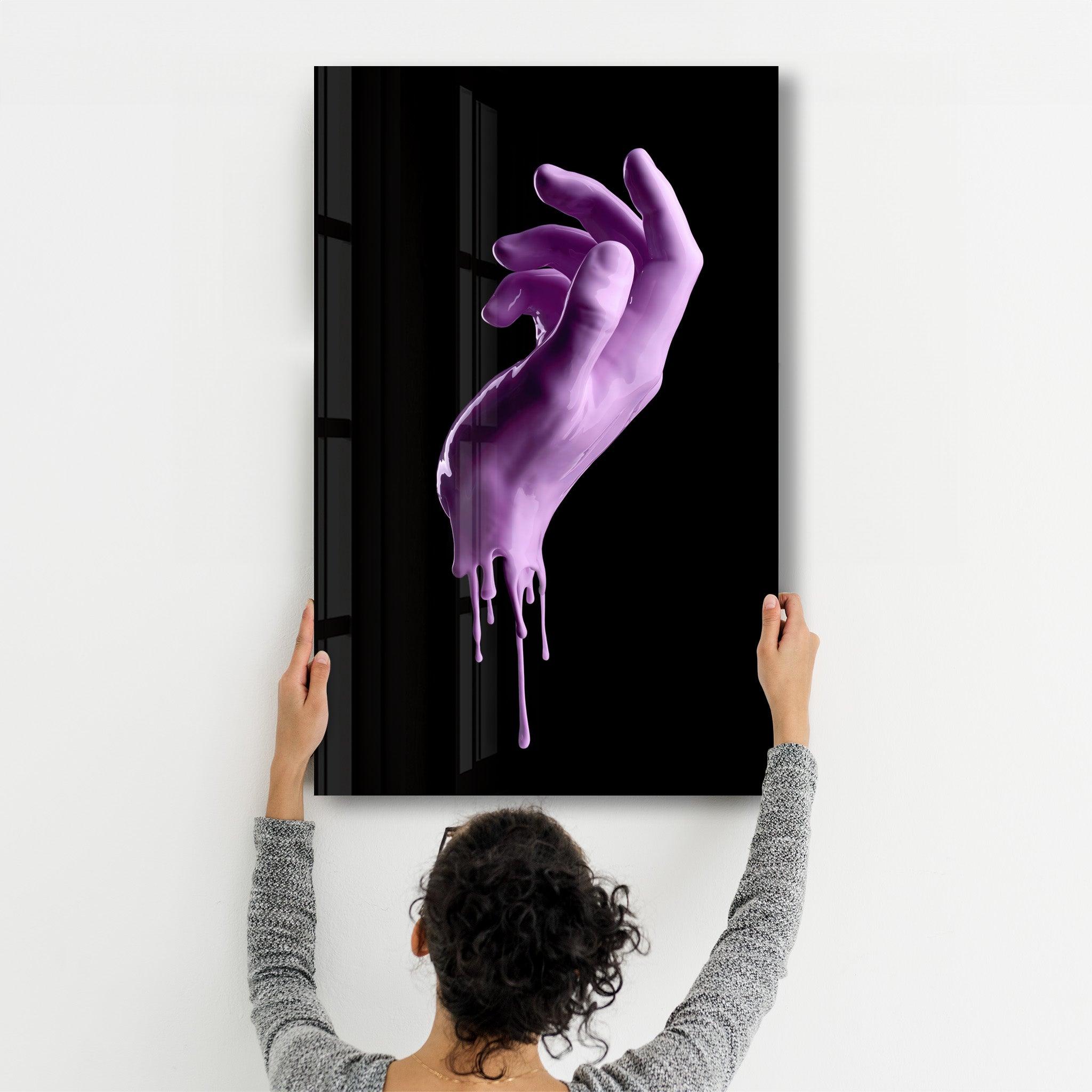 Pink Hand | Glass Wall Art - Artdesigna