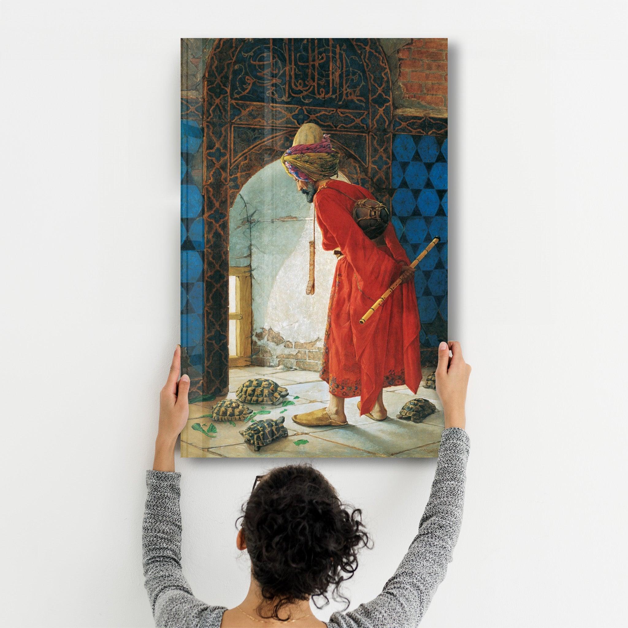 The Tortoise Trainer 1906 Osman Hamdi | Glass Wall Art - Artdesigna