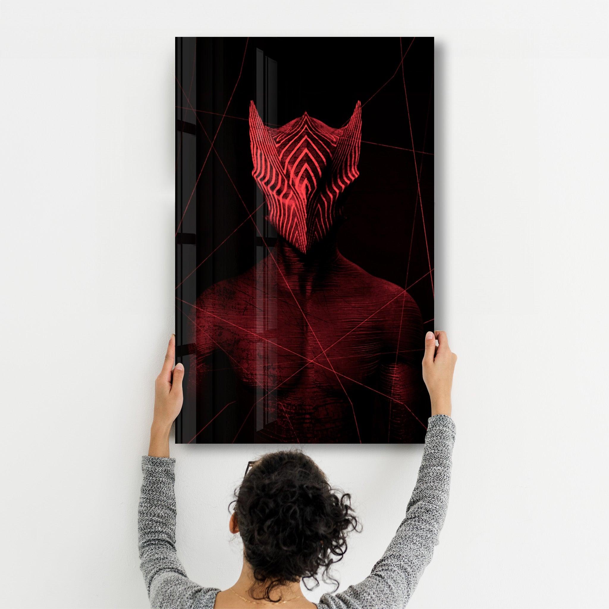 Abstract Masked Man V2 | Glass Wall Art - Artdesigna