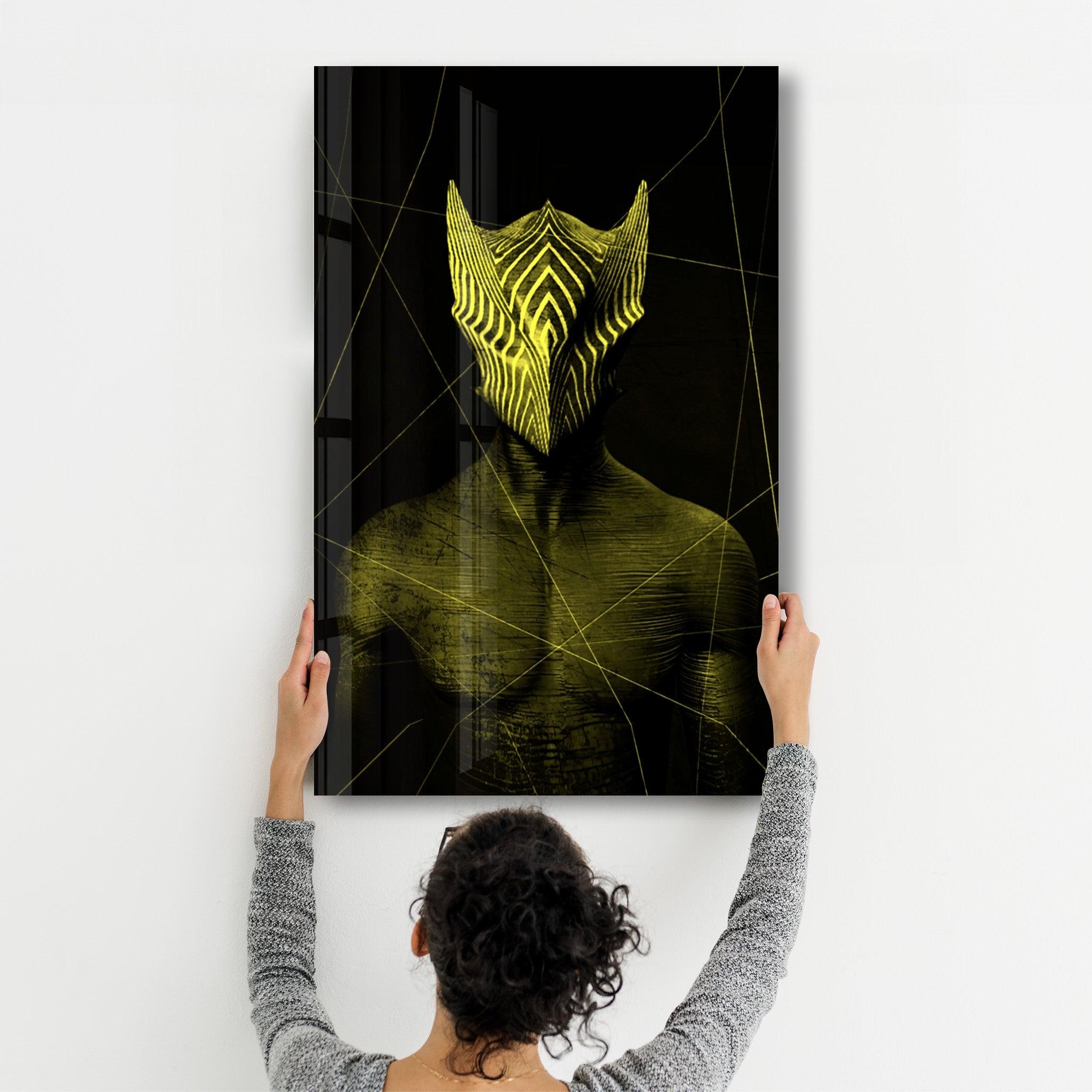 Abstract Masked Man V3 | Glass Wall Art - Artdesigna