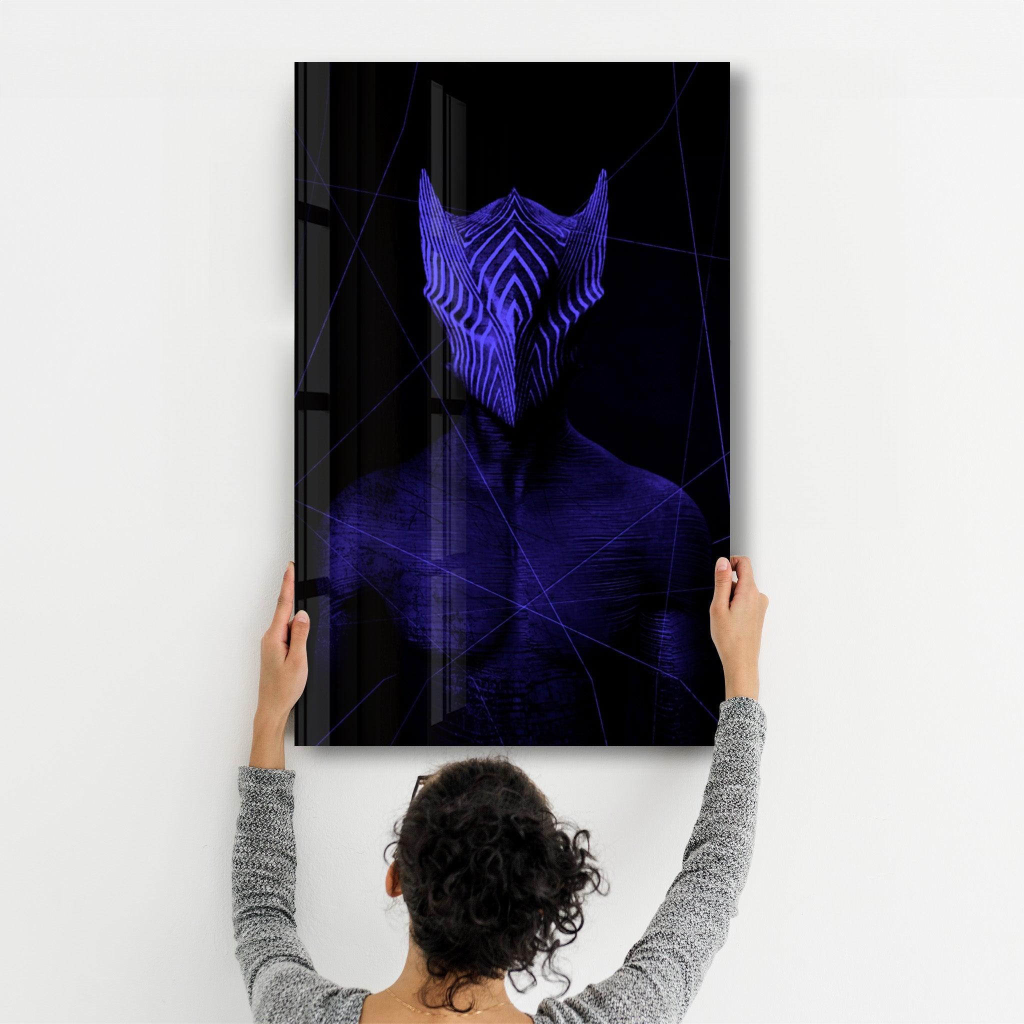 Abstract Masked Man V6 | Glass Wall Art - Artdesigna