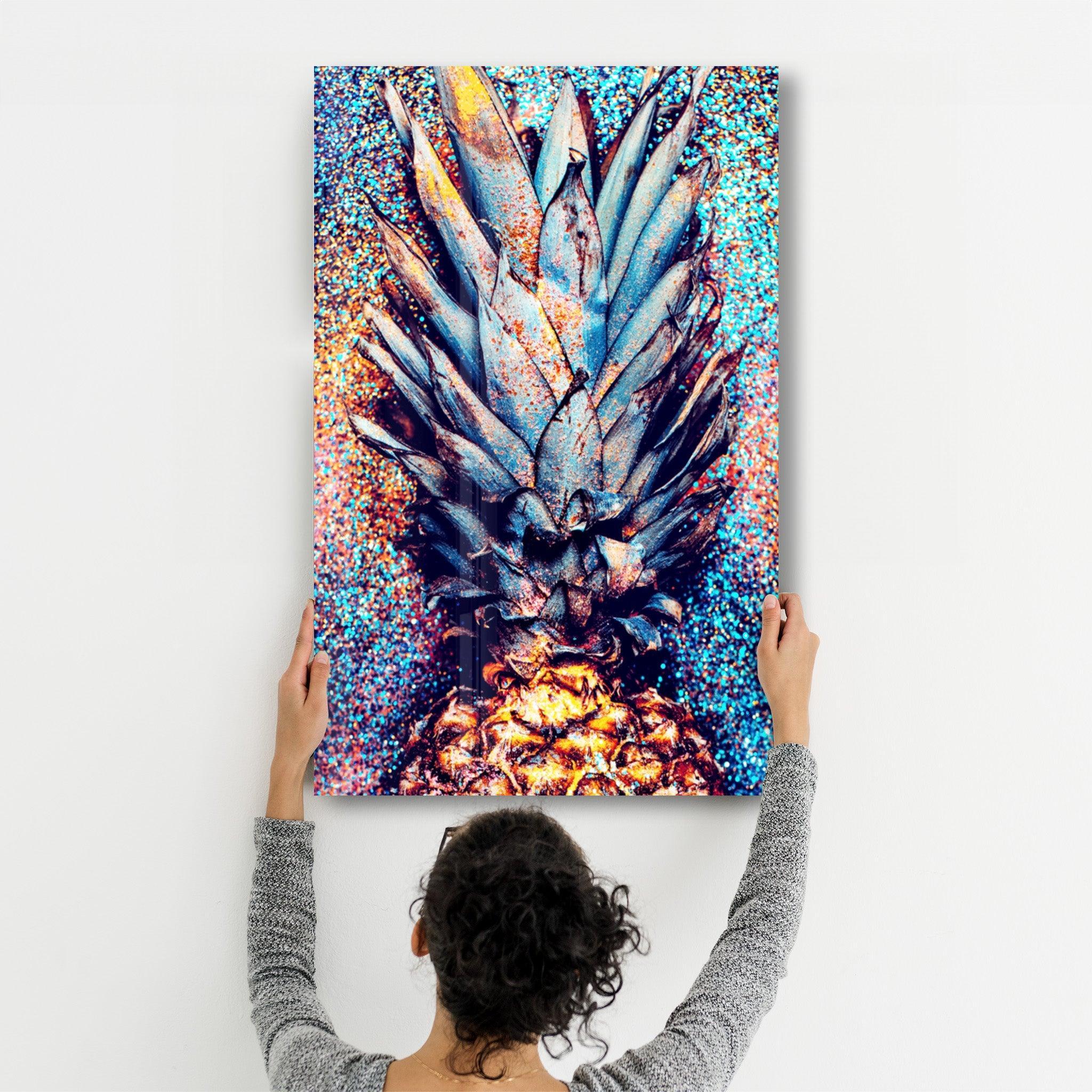 Pineapple V2 | Glass Wall Art - Artdesigna