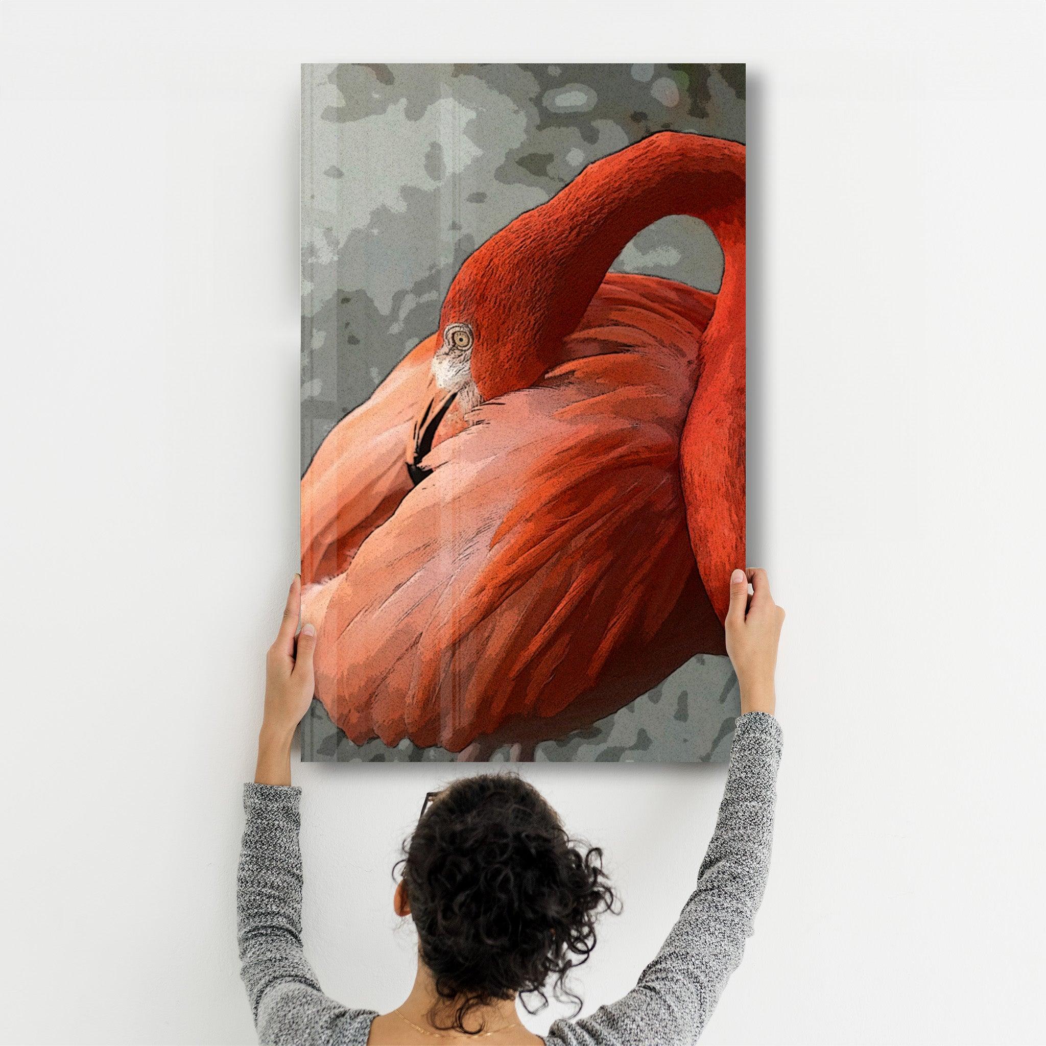 Flamingo V3 | Glass Wall Art - Artdesigna