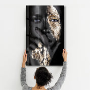 Covering Face Woman Portrait | Glass Wall Art - Artdesigna