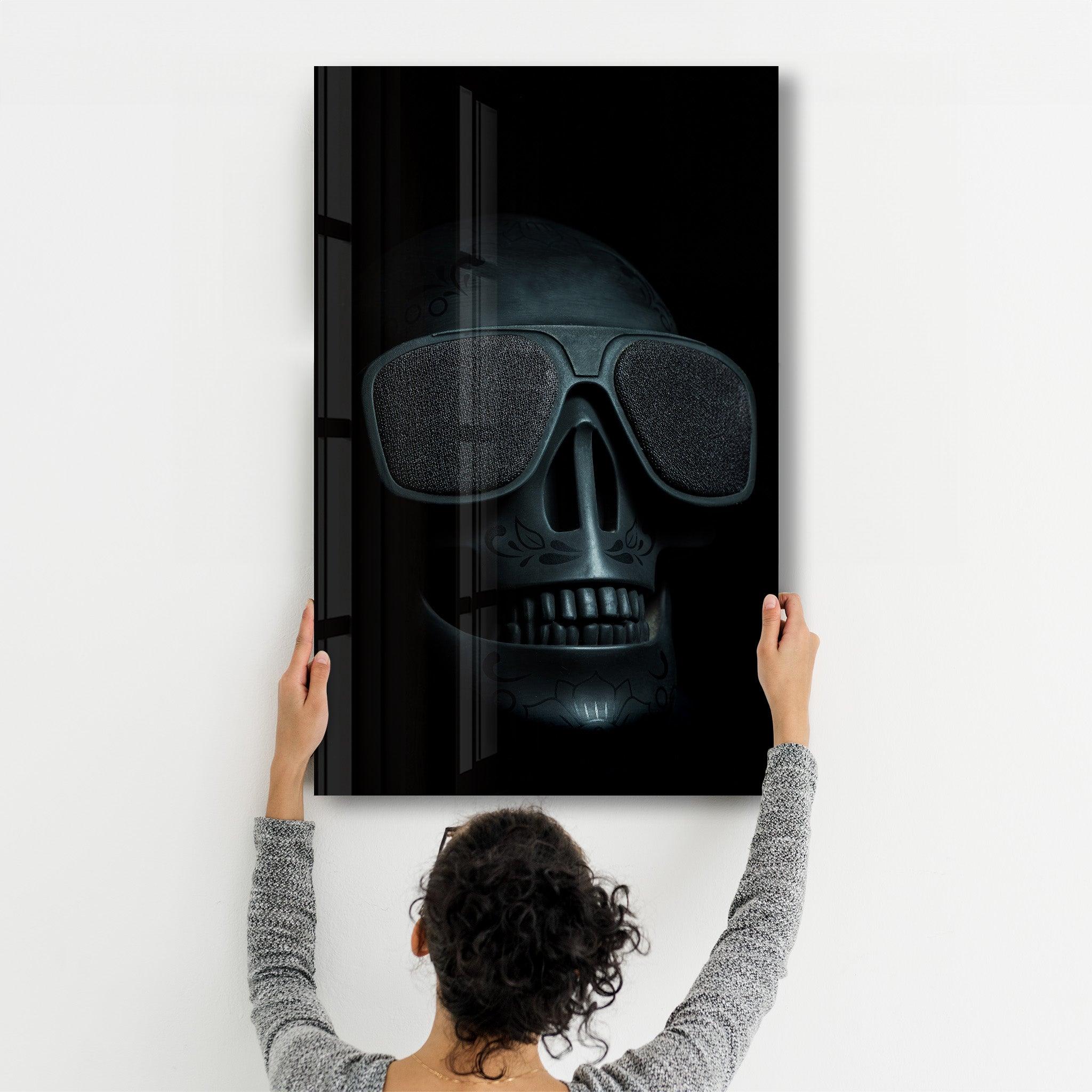 Black Skull | Glass Wall Art - Artdesigna