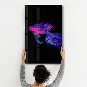 Iguana Blue Purple | Designer's Collection Glass Wall Art - Artdesigna