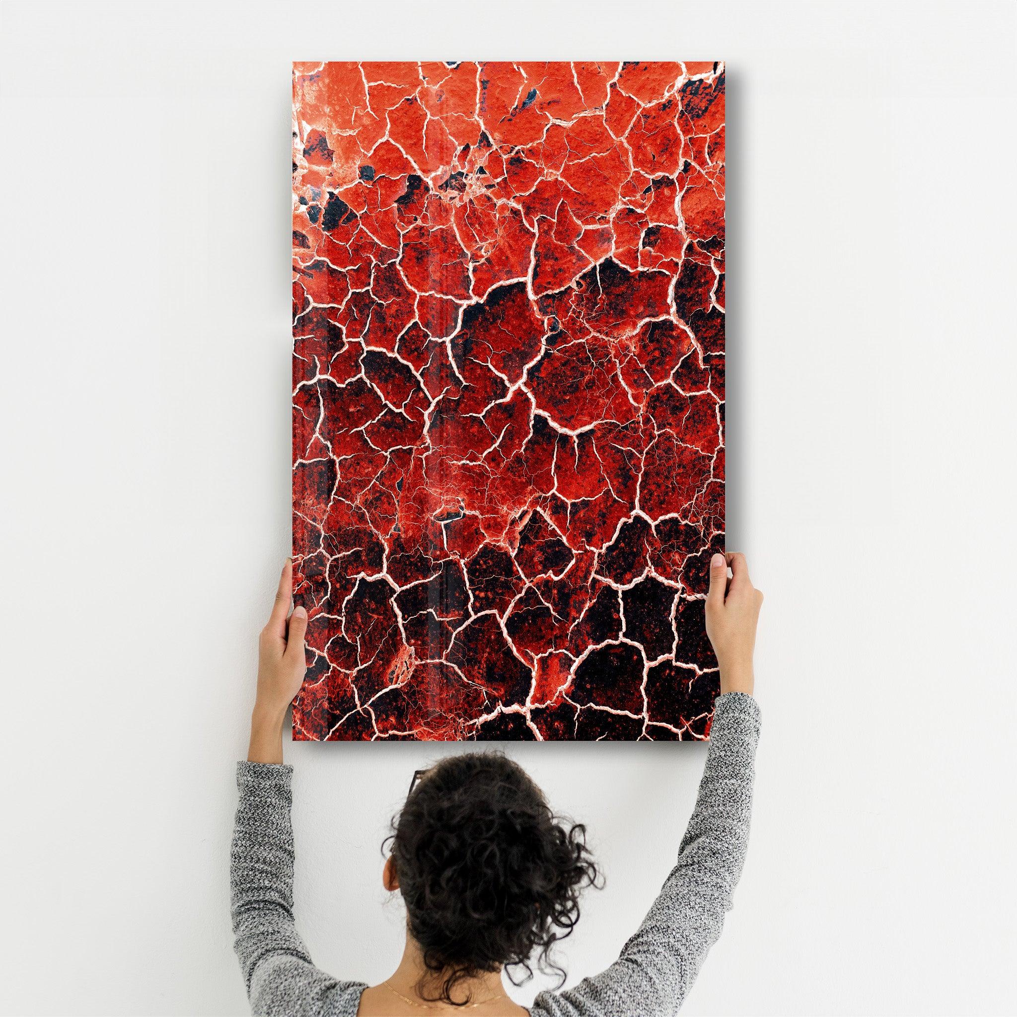 Red Crack | Designer's Collection Glass Wall Art - Artdesigna