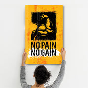 No Pain No Gain | Motivational Glass Wall Art - Artdesigna