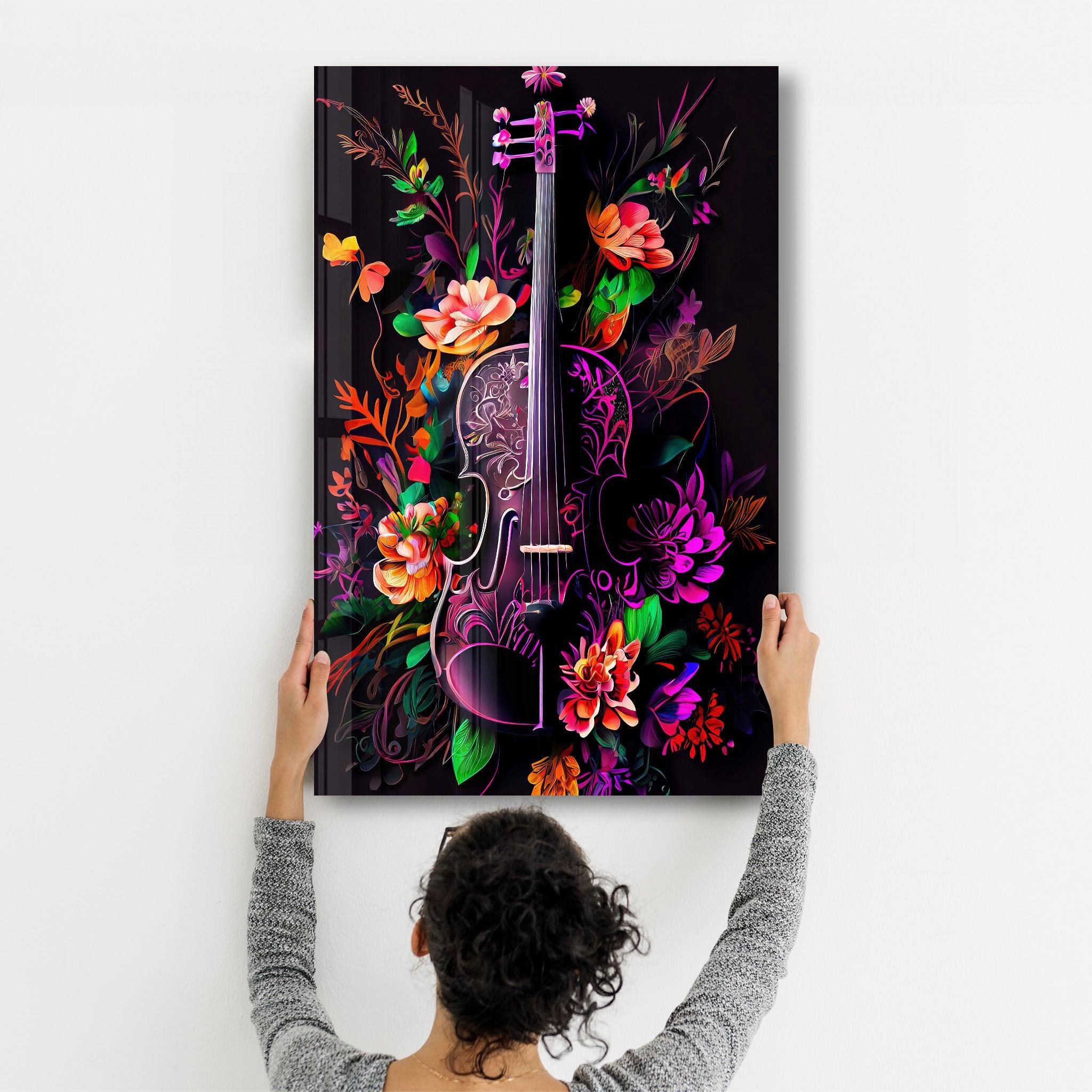 Violin | Secret World Collection Glass Wall Art - Artdesigna