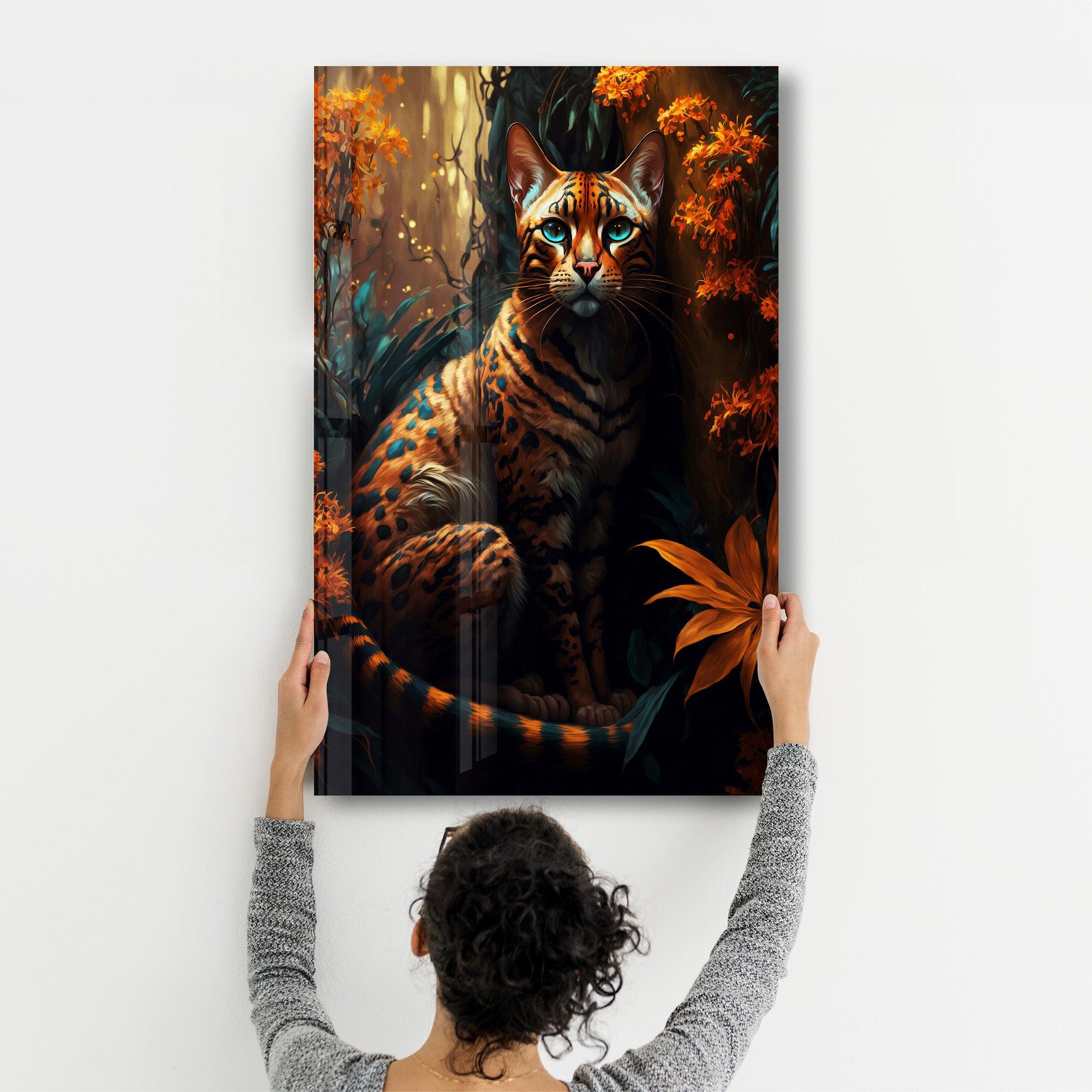 Forest Cat | Secret World Collection Glass Wall Art - Artdesigna