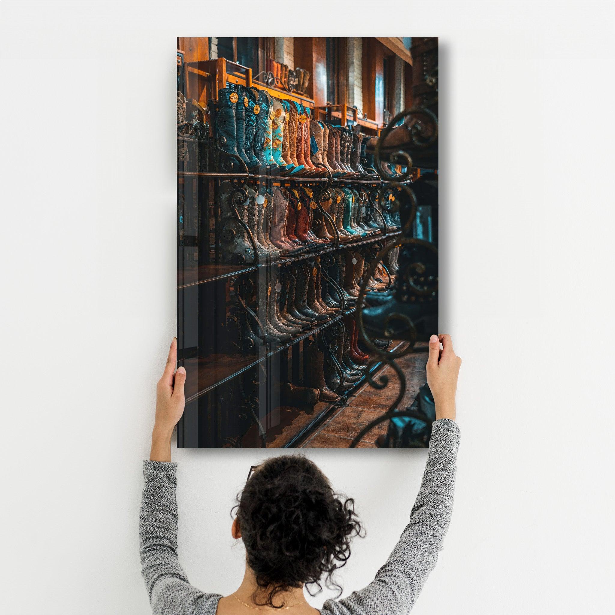 Cowboy Boots | Glass Wall Art - Artdesigna