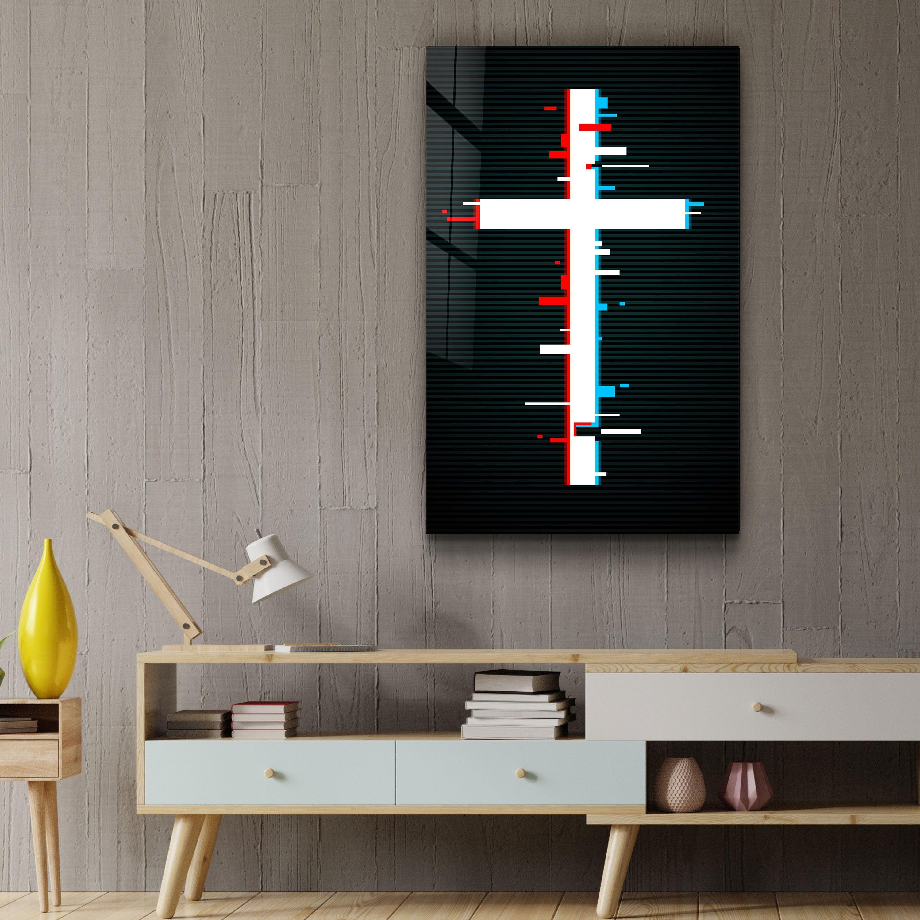 Cross - Trippy | Designers Collection Glass Wall Art - Artdesigna