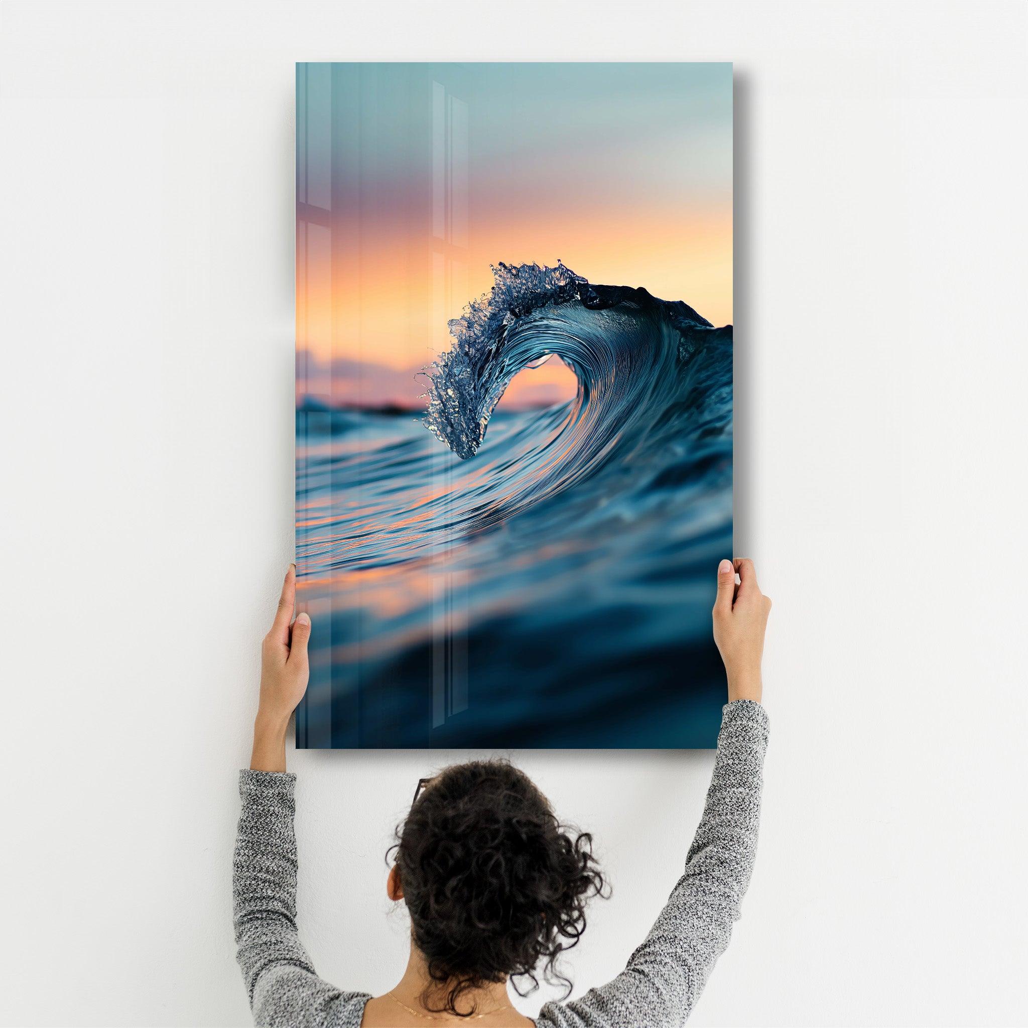 Small Wave in the Ocean | Glass Wall Art - Artdesigna