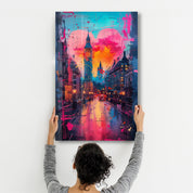 Street in London Painting | Glass Wall Art - Artdesigna