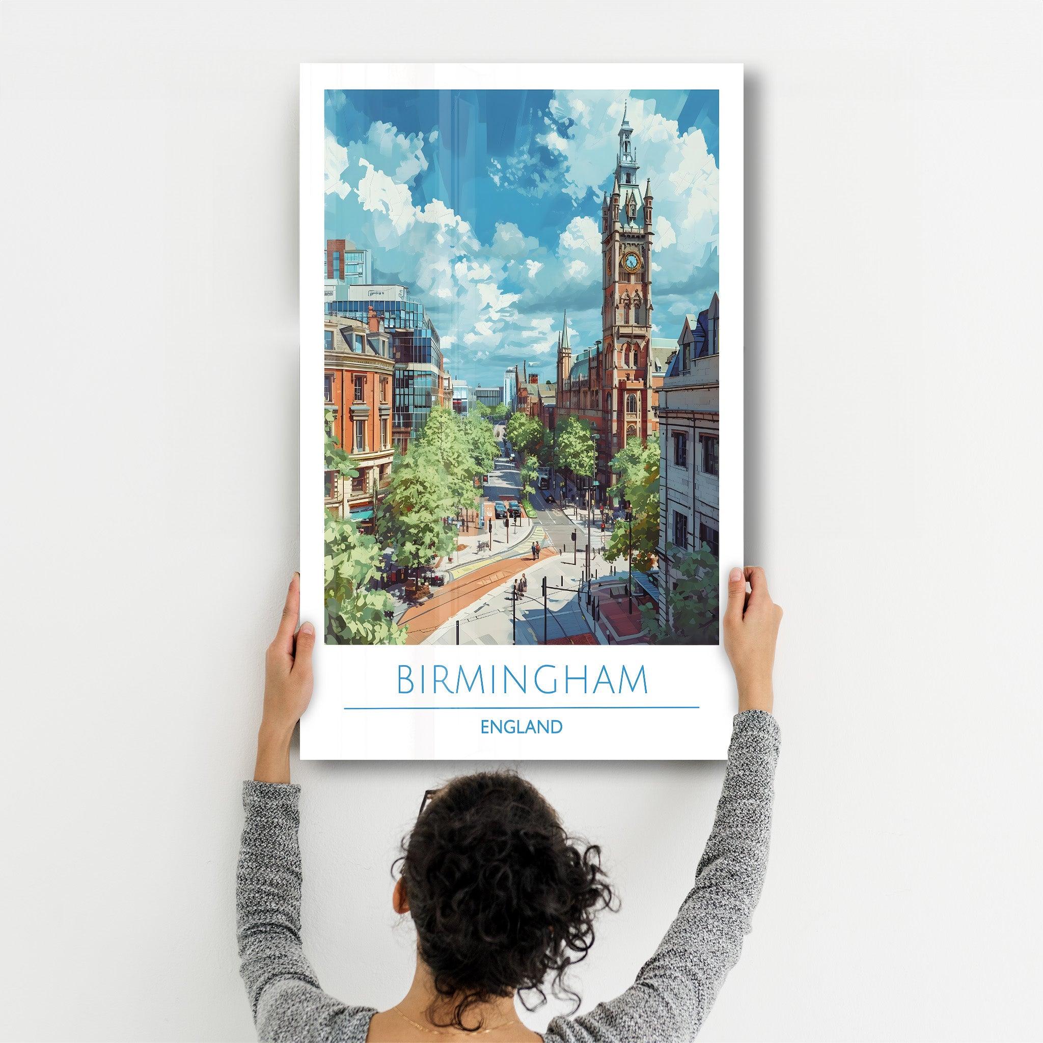 Birmingham England-Travel Posters | Glass Wall Art - Artdesigna