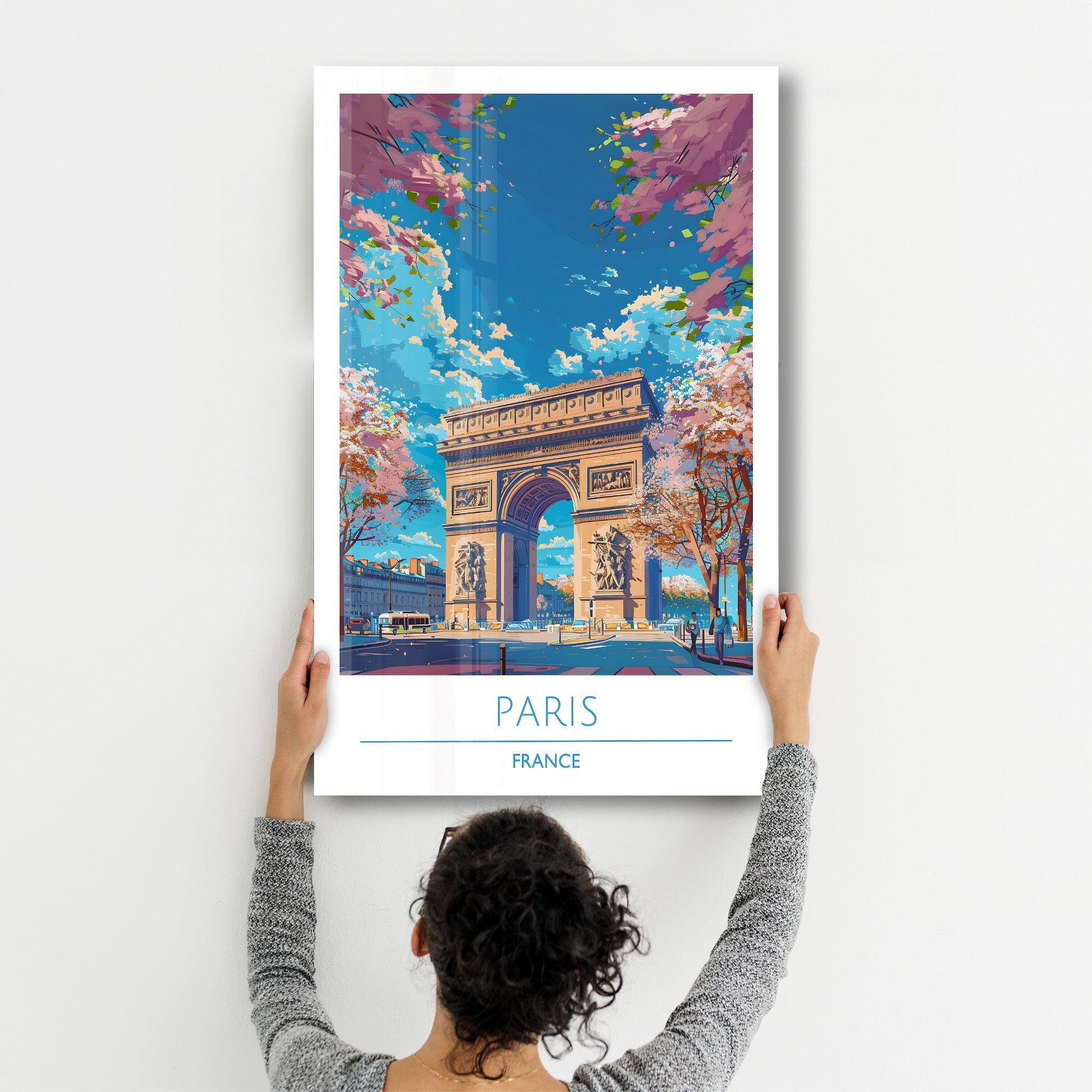 Paris France-Travel Posters | Glass Wall Art - Artdesigna