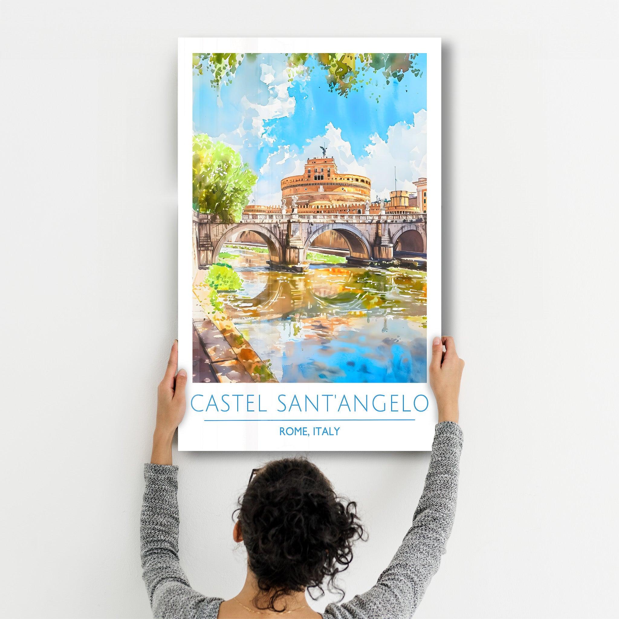 Castel Sant'Angelo-Rome Italy-Travel Posters | Glass Wall Art - Artdesigna