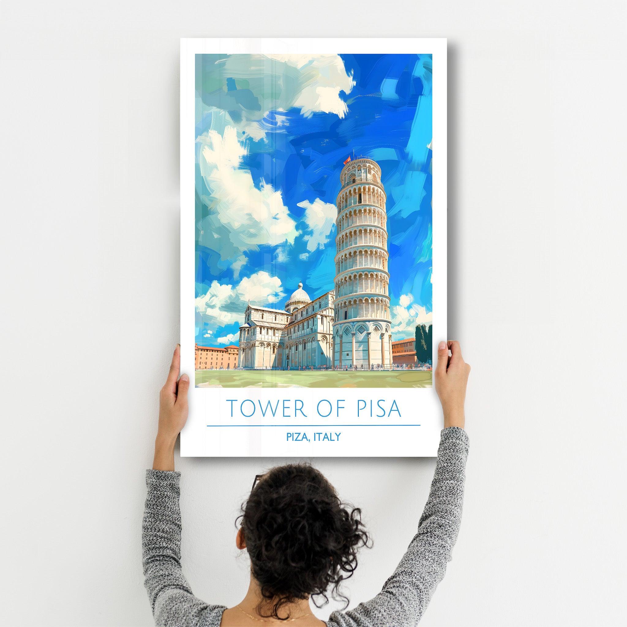 Tower Of Pisa-Piza Italy-Travel Posters | Glass Wall Art - Artdesigna