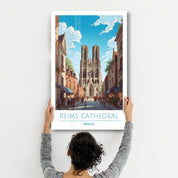 Reims Cathedral France-Travel Posters | Glass Wall Art - Artdesigna