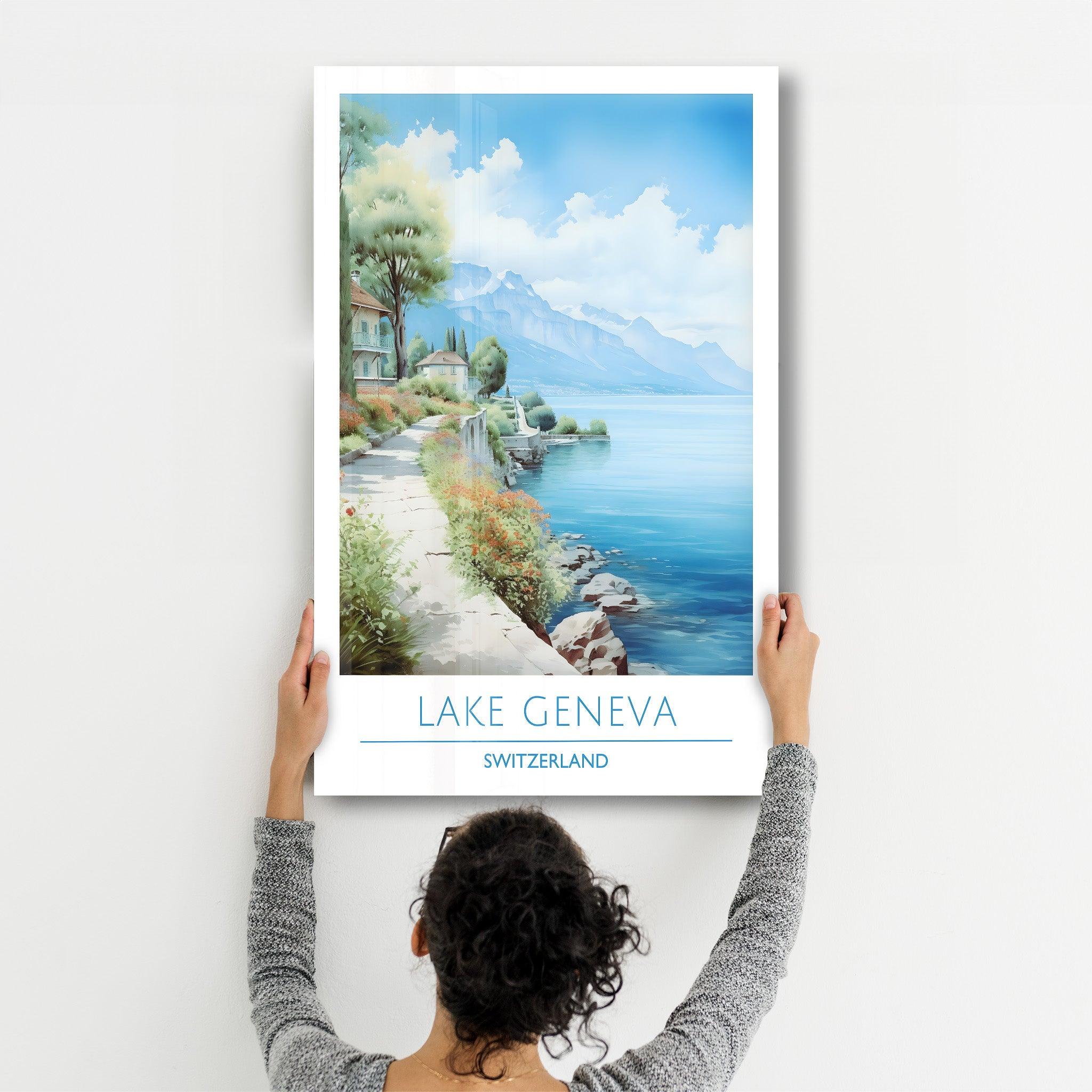 Lake Geneva Switzerland-Travel Posters | Glass Wall Art - Artdesigna