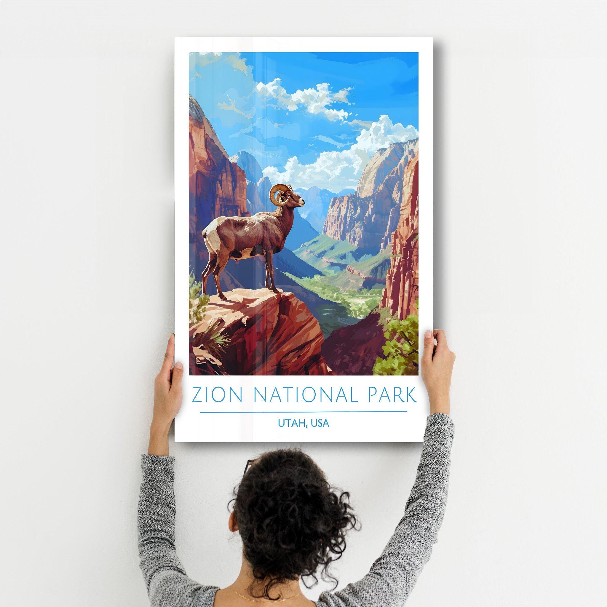 Zion National Park-Utah USA-Travel Posters | Glass Wall Art - Artdesigna