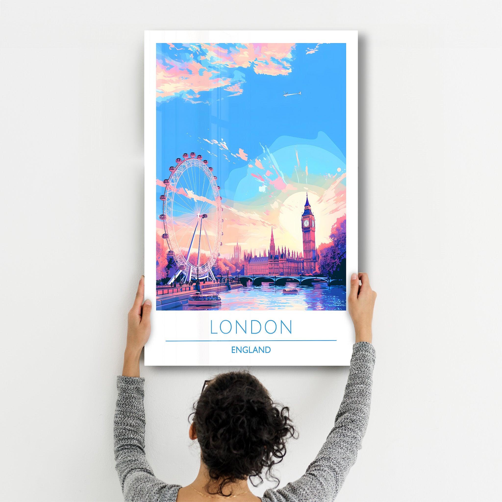 London England 3-Travel Posters | Glass Wall Art - Artdesigna