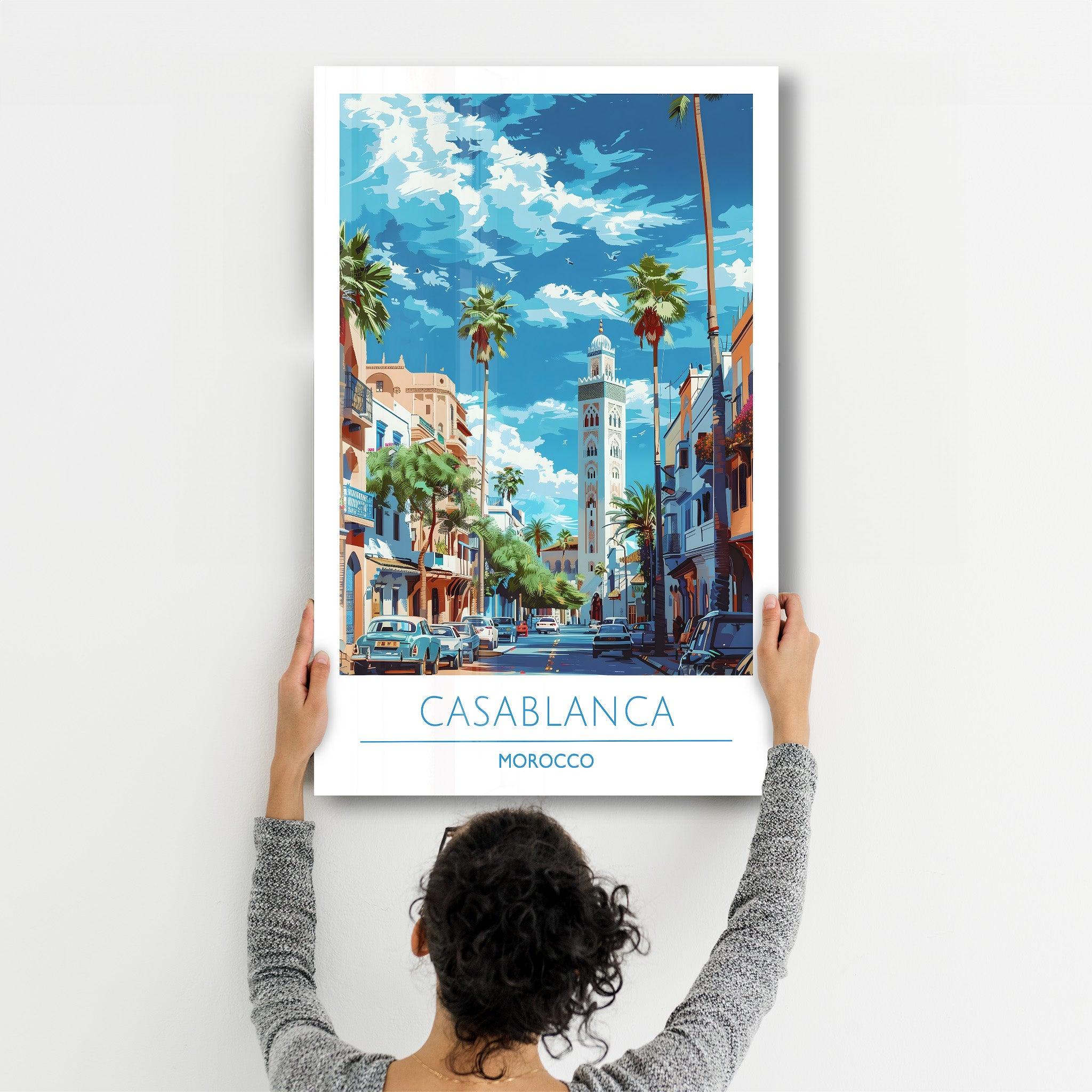 Casablanca Morocco 1-Travel Posters | Glass Wall Art - Artdesigna