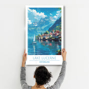 Lake Lucerne Switzerland-Travel Posters | Glass Wall Art - Artdesigna