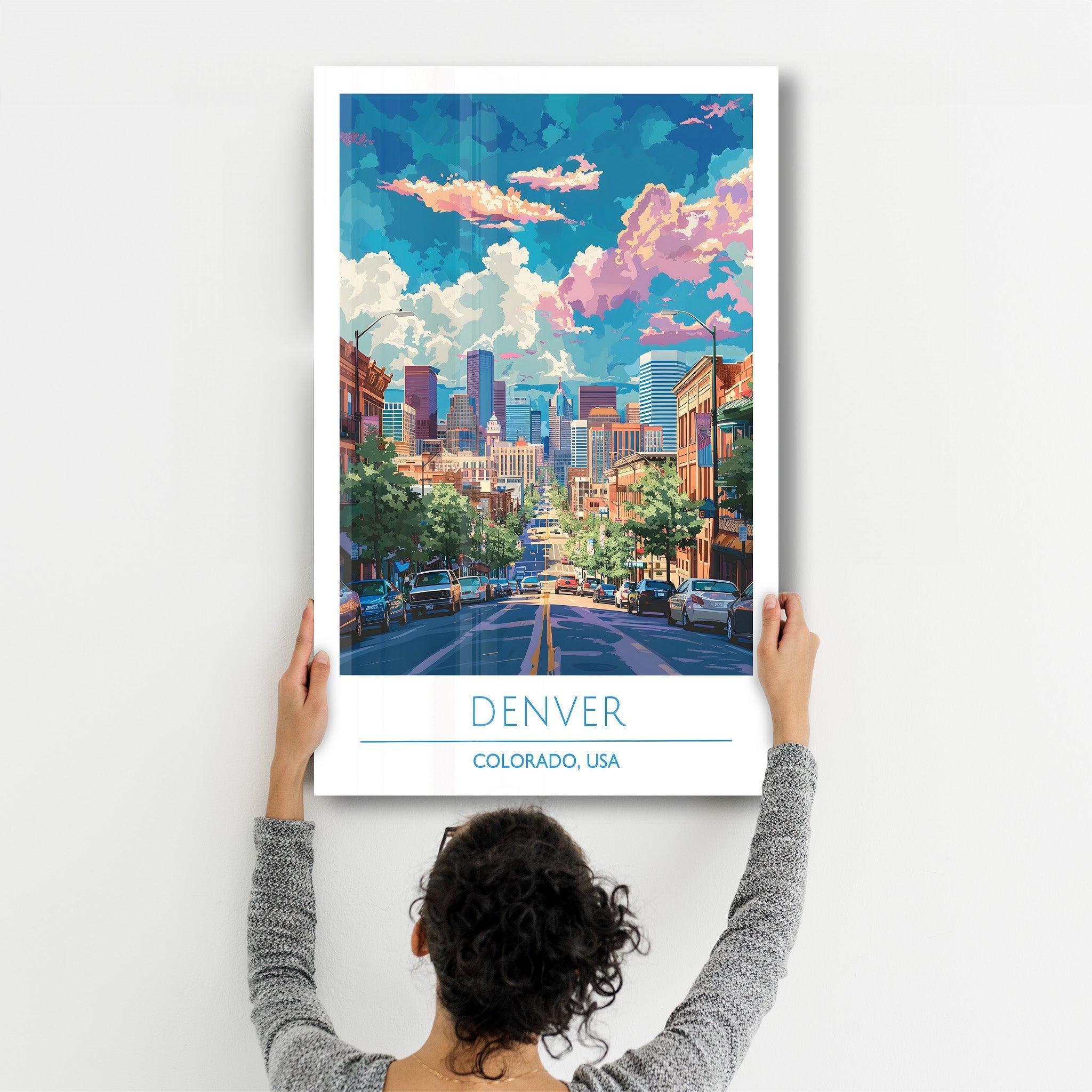 Denver-Colorado USA-Travel Posters | Glass Wall Art - Artdesigna