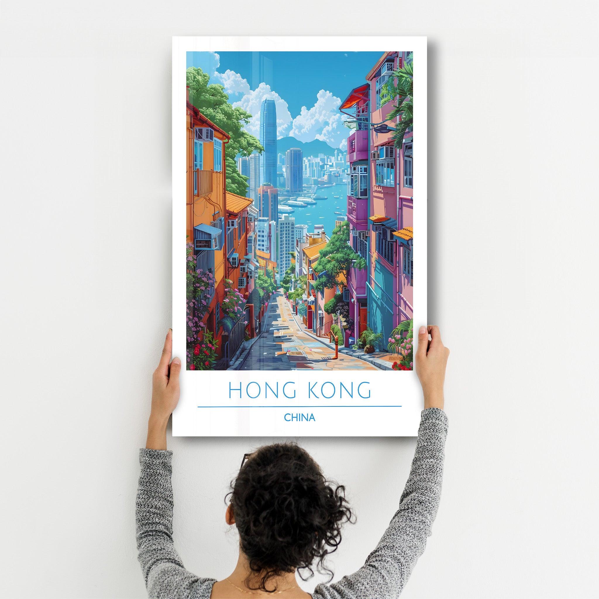 Hong Kong China-Travel Posters | Glass Wall Art - Artdesigna