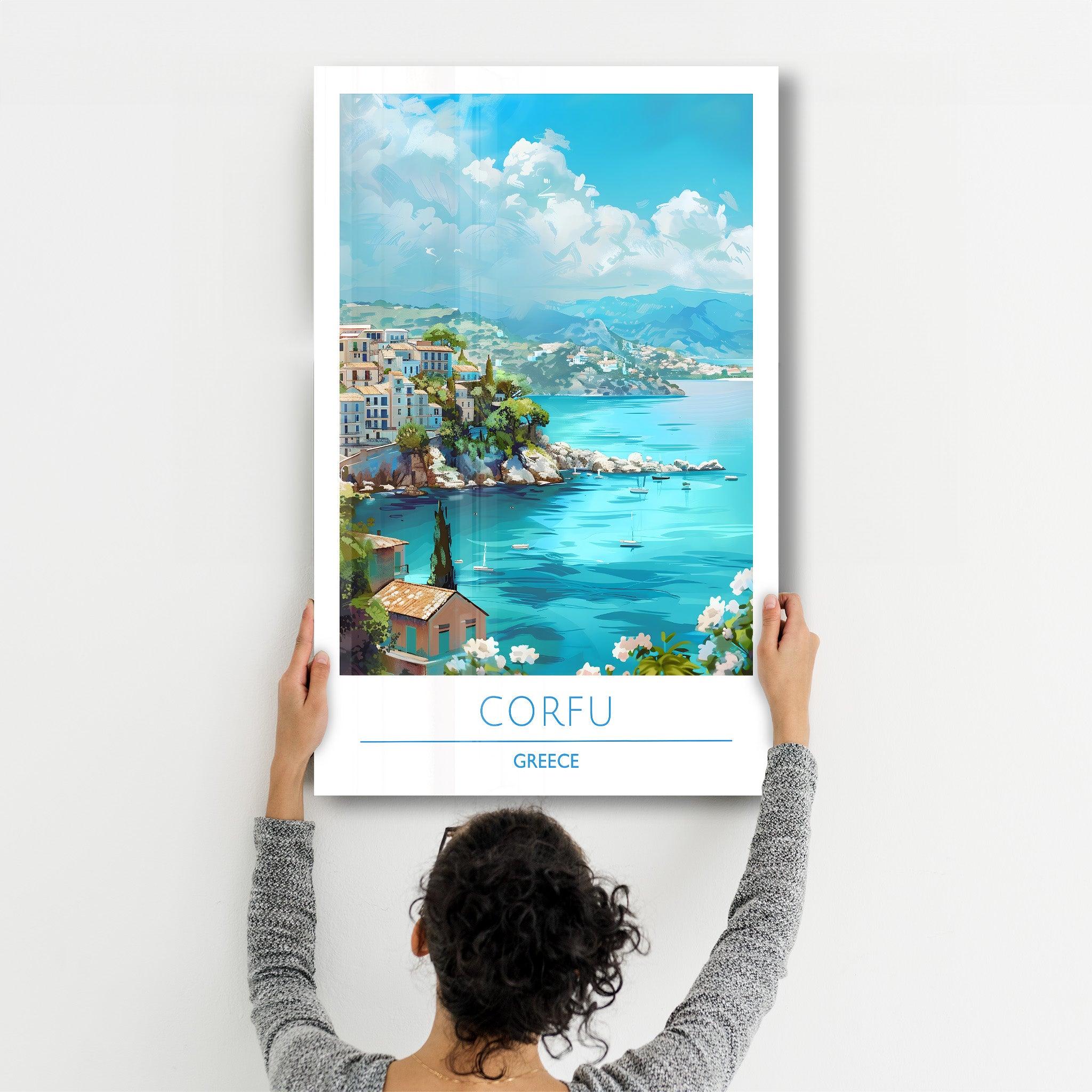 Corfu Greece-Travel Posters | Glass Wall Art - Artdesigna