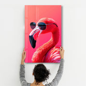 Stylish Pink Flamingo - Glass Wall Art - Artdesigna