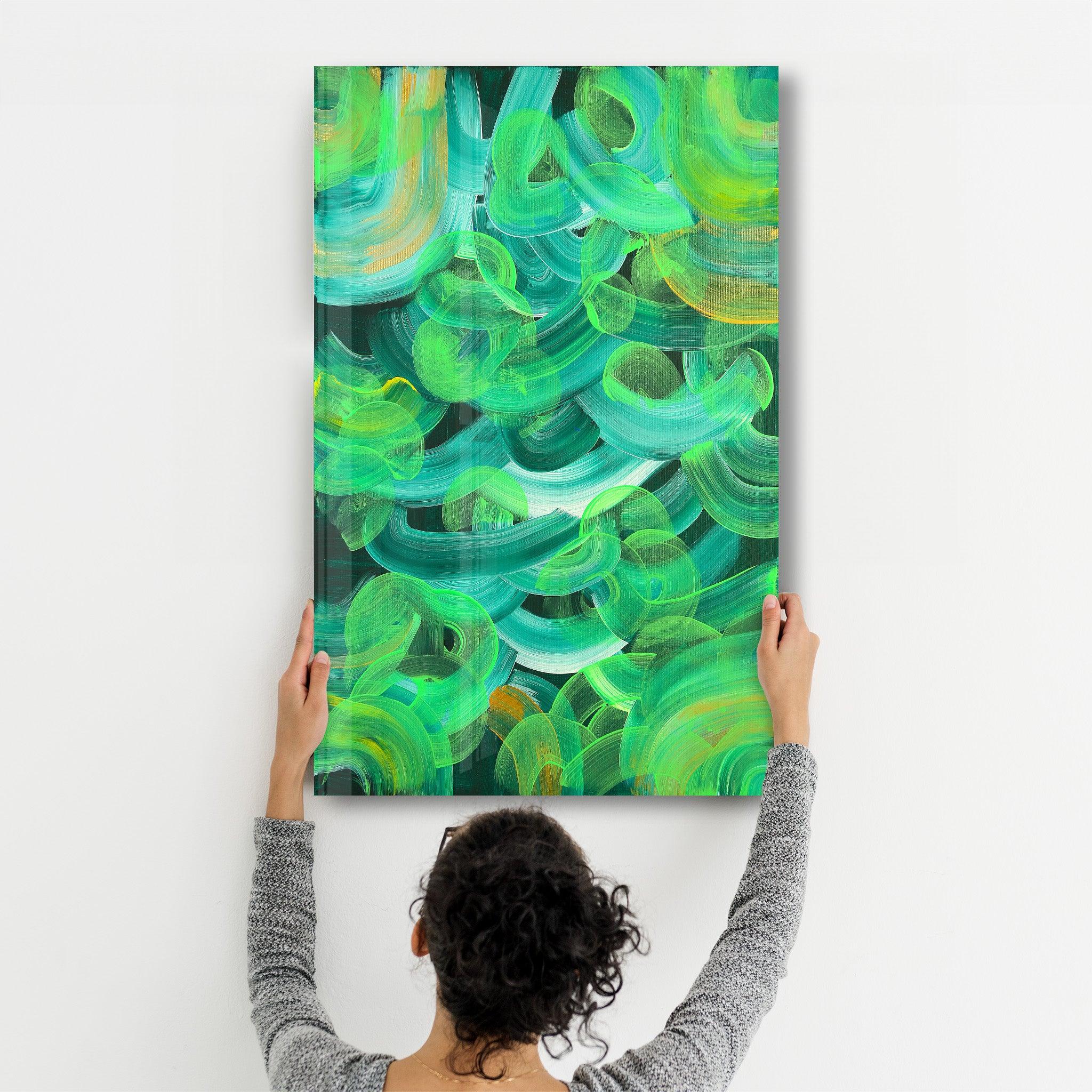 Greeny - Hand-drawn Image | Glass Wall Art - Artdesigna