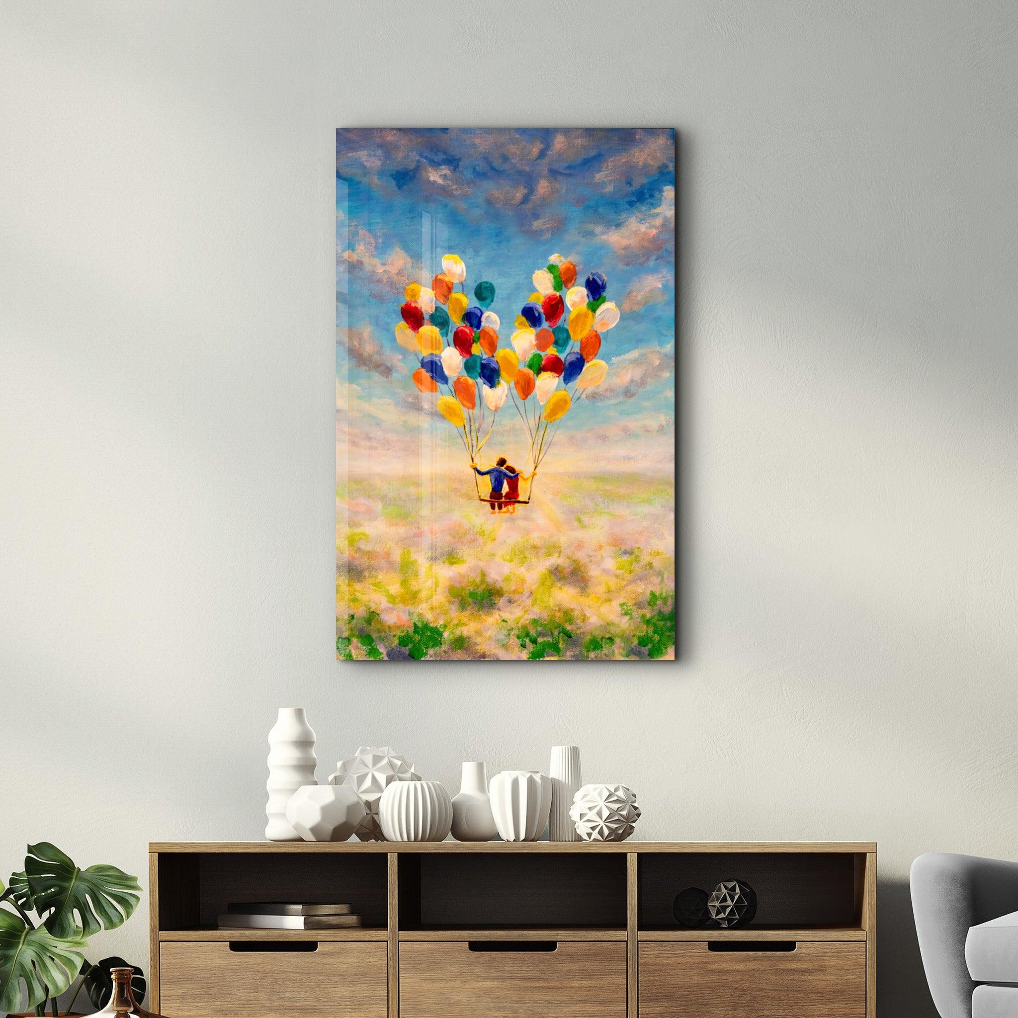 Abstract Colorful Baloons | Glass Wall Art - Artdesigna