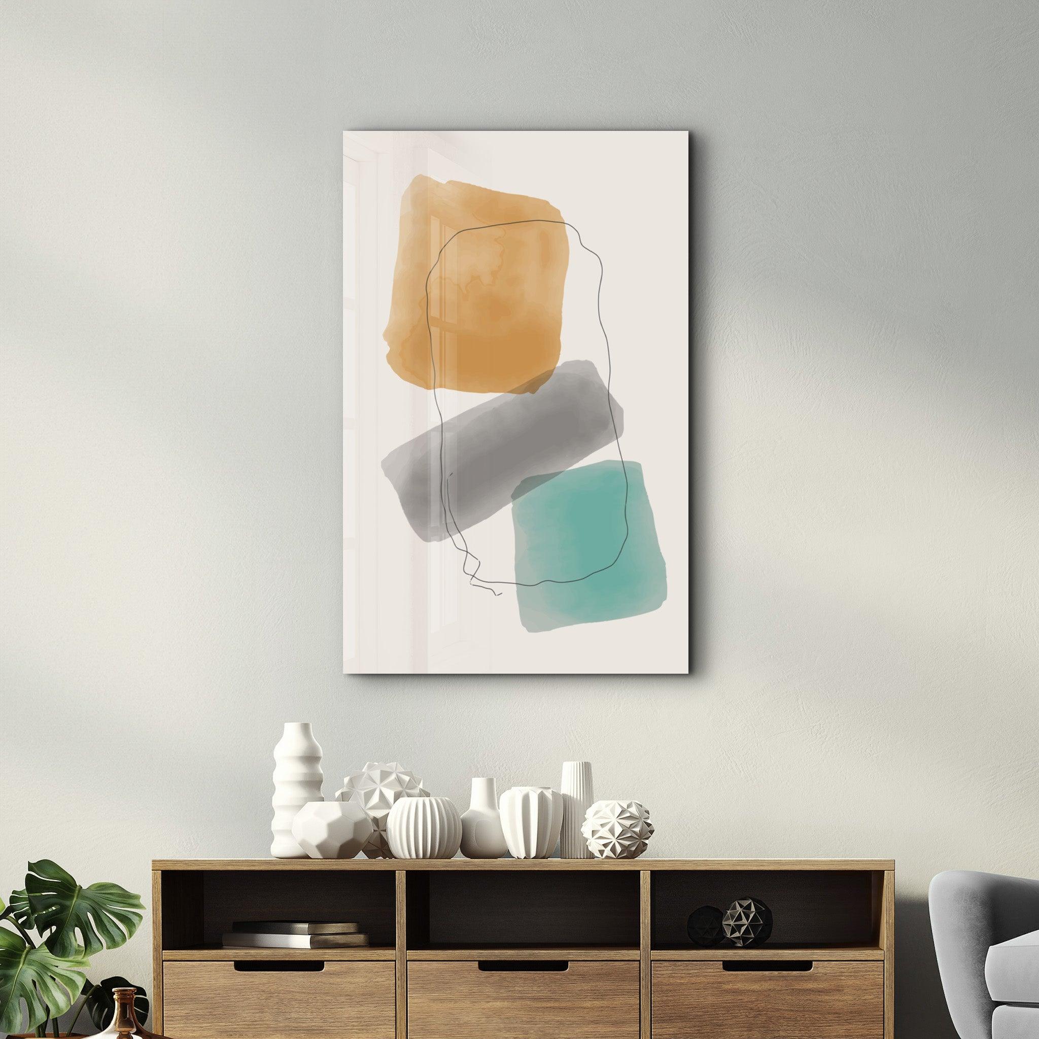 Abstract Shapes V13 | Glass Wall Art - Artdesigna